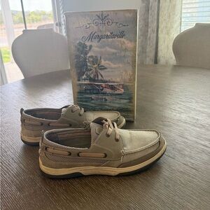 Margaritaville Men's Gray and Tan Casual Boat Sneakers